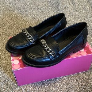 Sugar Sleek Black Chain Loafers